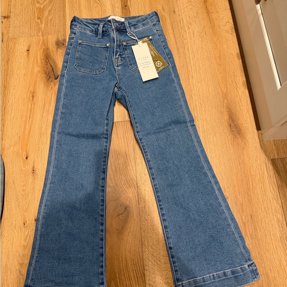 Risen Blue High-Rise Flare Jeans